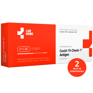 LabHome, COVID-19-Check-1 Antigen, test diagnostyczny do wykrywania wirusa SARS-CoV-2, 2 sztuki KRÓTKA DATA - zdjęcie produktu