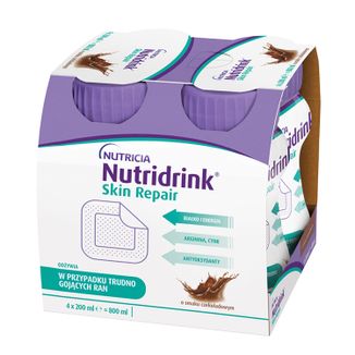 Nutridrink Skin Repair, preparat odżywczy, smak czekoladowy, 4 x 200 ml USZKODZONE OPAKOWANIE - zdjęcie produktu