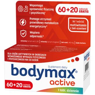 Bodymax Active, 60 tabetek + 20 tabletek gratis KRÓTKA DATA - zdjęcie produktu