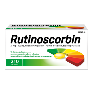 Rutinoscorbin 25 mg + 100 mg, 210 tabletek powlekanych KRÓTKA DATA - zdjęcie produktu
