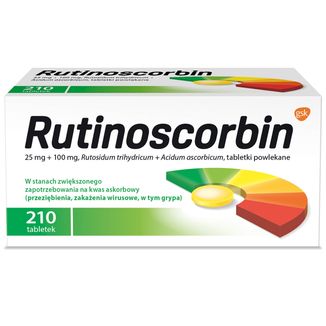 Rutinoscorbin 25 mg + 100 mg, 210 tabletek powlekanych USZKODZONE OPAKOWANIE - zdjęcie produktu
