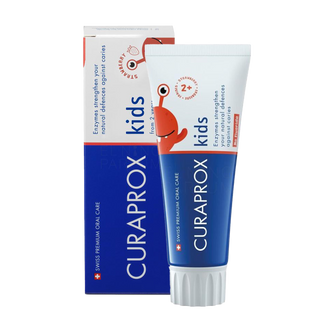 Curaprox Kids, pasta do zębów dla dzieci, bez fluoru, truskawkowa, od 2 roku życia, 60 ml - zdjęcie produktu