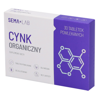 SEMA Lab Cynk organiczny, 30 tabletek powlekanych KRÓTKA DATA - zdjęcie produktu