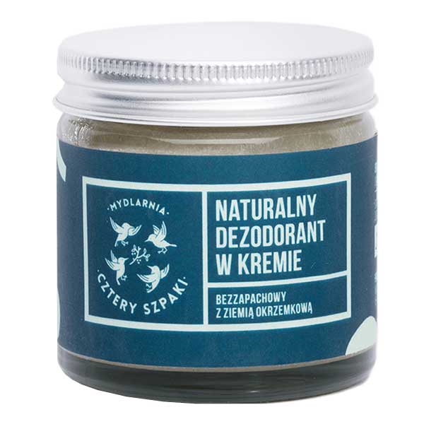 Mydlarnia Cztery Szpaki Cztery Szpaki, naturalny dezodorant w kremie z ziemią okrzemkową, bezzapachowy, 60 ml