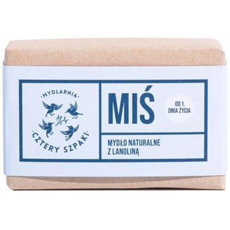 Cztery Szpaki, naturalne mydło w kostce z lanoliną od 1 dnia życia, miś, 110 g Cztery Szpaki, naturalne mydło w kostce z lanoliną od 1 dnia życia, miś, 110 g - zdjęcie produktu