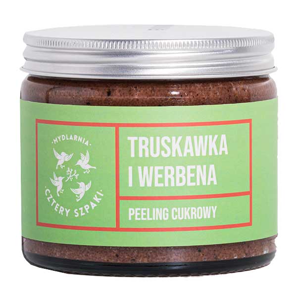 Mydlarnia Cztery Szpaki Cztery Szpaki, peeling cukrowy do ciała, truskawka i werbena, 250 ml