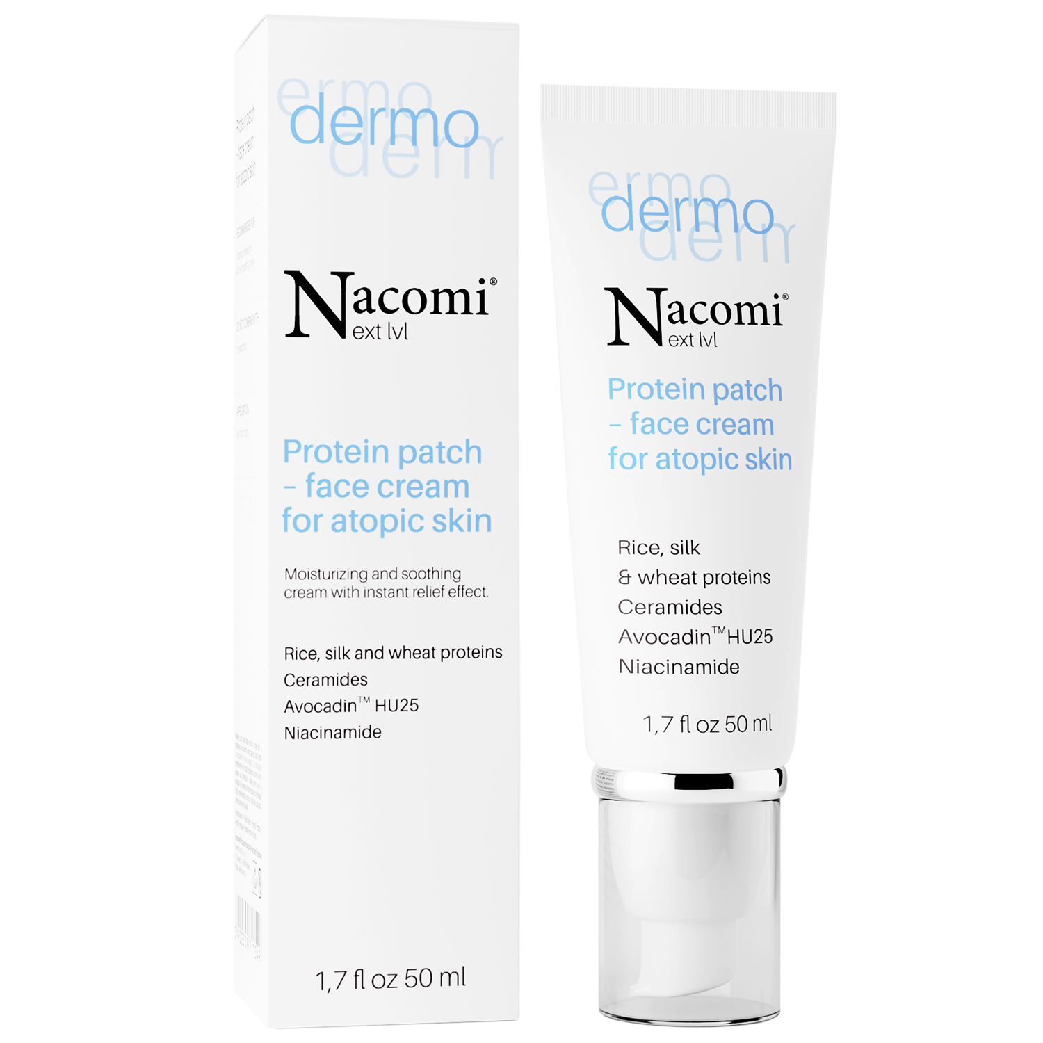 Nieznana Nacomi Next Level Dermo, proteinowy krem do twarzy, skóra atopowa, 50 ml