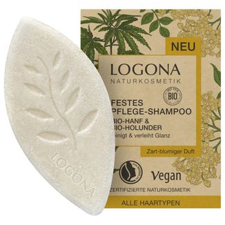 Logona, szampon w kostce z bio-konopią i bio-czarnym bzem, 60 g - zdjęcie produktu