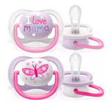 Avent Ultra Air, smoczek uspokajający, silikonowy, ortodontyczny, girl, SCF080/02, 0-6 miesięcy, 2 sztuki - miniaturka zdjęcia produktu