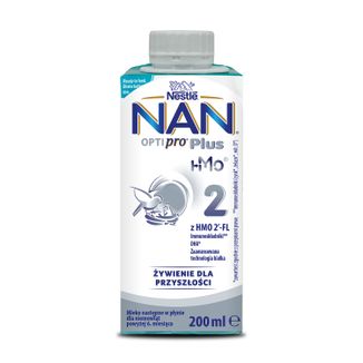 Nestle NAN Optipro Plus 2 HM-O, mleko następne gotowe do spożycia dla niemowląt powyżej 6 miesiąca, 200 ml - zdjęcie produktu