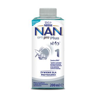 Nestle NAN Optipro Plus 1 HM-O, mleko początkowe gotowe do spożycia dla niemowląt od urodzenia, 200 ml - zdjęcie produktu