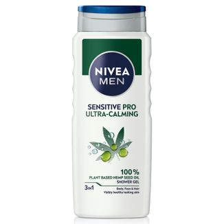 Nivea Men Sensitive Pro, żel pod prysznic 3w1 do twarzy, ciała i włosów, z olejem konopnym, Ultra-Calming, 500 ml - zdjęcie produktu