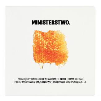 Ministerstwo Dobrego Mydła, szampon w kostce, miód, mleko i owies, 85 g Ministerstwo Dobrego Mydła, szampon w kostce, miód, mleko i owies, 85 g - zdjęcie produktu