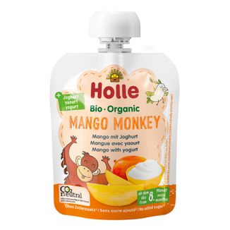 Holle, Mus owocowy w tubce, Mango Monkey, mango z jogurtem, od 8 miesiąca, 85 g - zdjęcie produktu