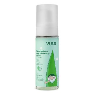 Yumi, głęboko myjąca pianka do twarzy, ogórek, szpinak, Nawilżenie i równowaga, 180 ml - zdjęcie produktu
