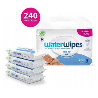 WaterWipes Bio, chusteczki nawilżane, wodne, od urodzenia, 4 x 60 sztuk - zdjęcie produktu