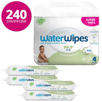 WaterWipes Soapberry Bio, chusteczki nawilżane, wodne z wyciągiem z orzechów mydlanych, od urodzenia, 4 x 60 sztuk  - zdjęcie produktu