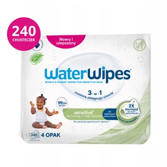 WaterWipes Soapberry Bio, chusteczki nawilżane, wodne z wyciągiem z orzechów mydlanych, od urodzenia, 4 x 60 sztuk WaterWipes Soapberry Bio, chusteczki nawilżane, wodne z wyciągiem z orzechów mydlanych, od urodzenia, 4 x 60 sztuk - zdjęcie produktu