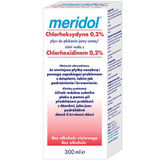 Meridol Chlorheksydyna 0,2%, płyn do płukania jamy ustnej, bez alkoholu, 300 ml - zdjęcie produktu