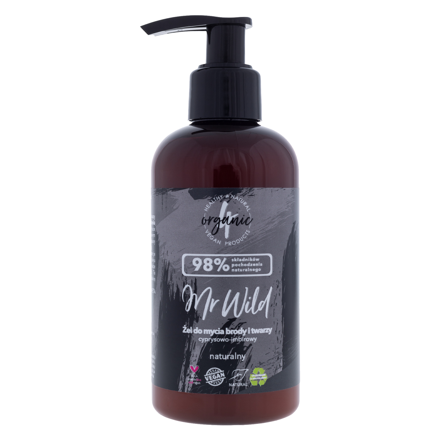 4Organic 4Organic Mr Wild, naturalny żel do mycia brody i twarzy, cyprysowo-imbirowy, 200 ml — Inhaltsstoffe und Bewertung