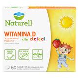 Naturell Witamina D dla dzieci, smak waniliowo-truskawkowy, od 3 lat, 60 tabletek do rozgryzania i żucia USZKODZONE OPAKOWANIE - miniaturka zdjęcia produktu