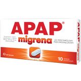 Apap Migrena 250 mg + 250 mg + 65 mg, 10 tabletek powlekanych KRÓTKA DATA - miniaturka zdjęcia produktu