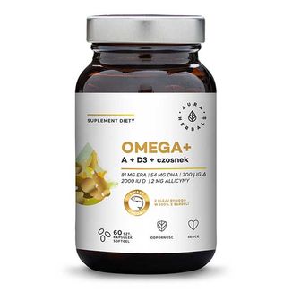 Aura Herbals Omega + Witamina A + D3 + Czosnek, 60 kapsułek - zdjęcie produktu