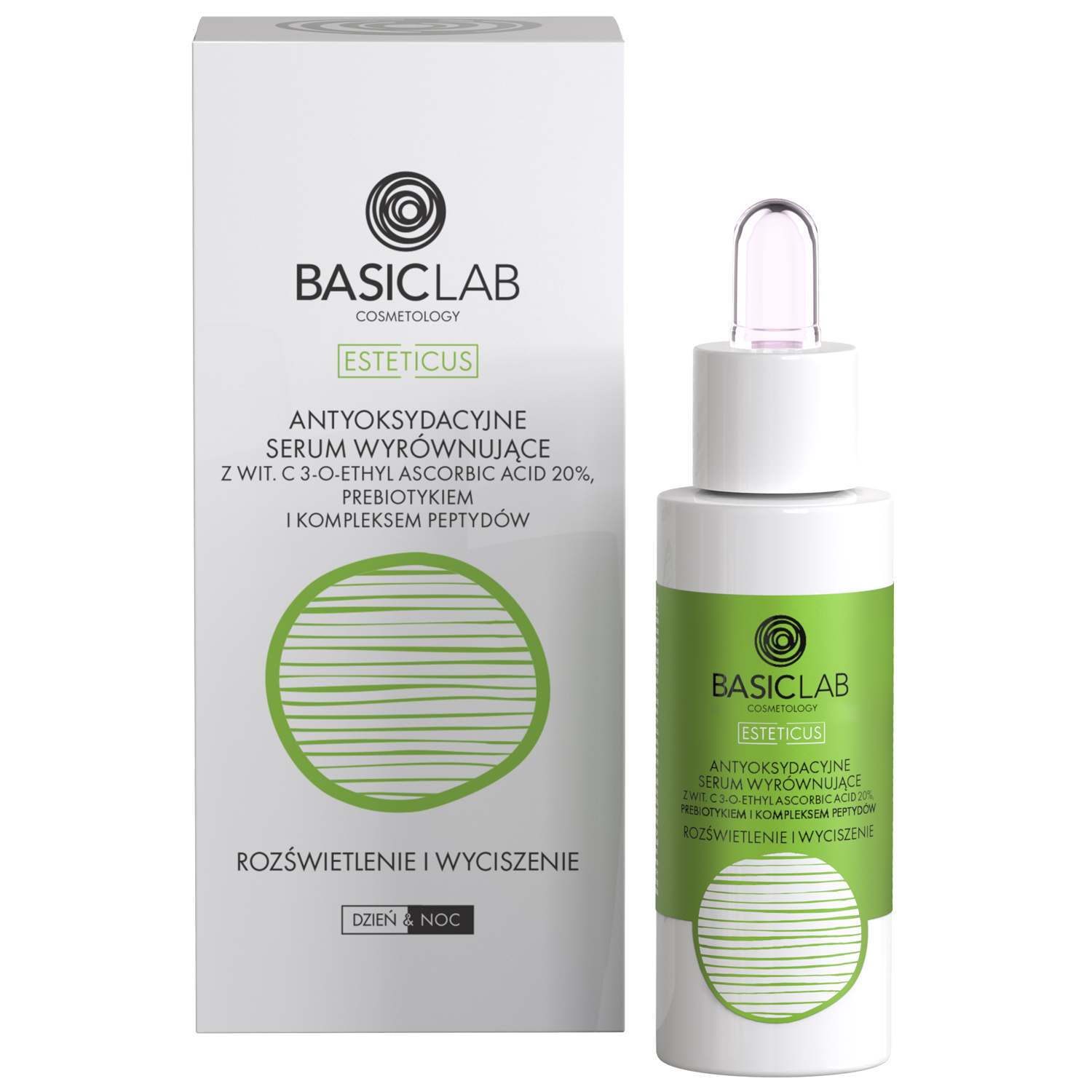 Basiclab BasicLab Esteticus, antyoksydacyjne serum wyrównujące z witaminą C 20%, rozświetlenie i wyciszenie, 30 ml