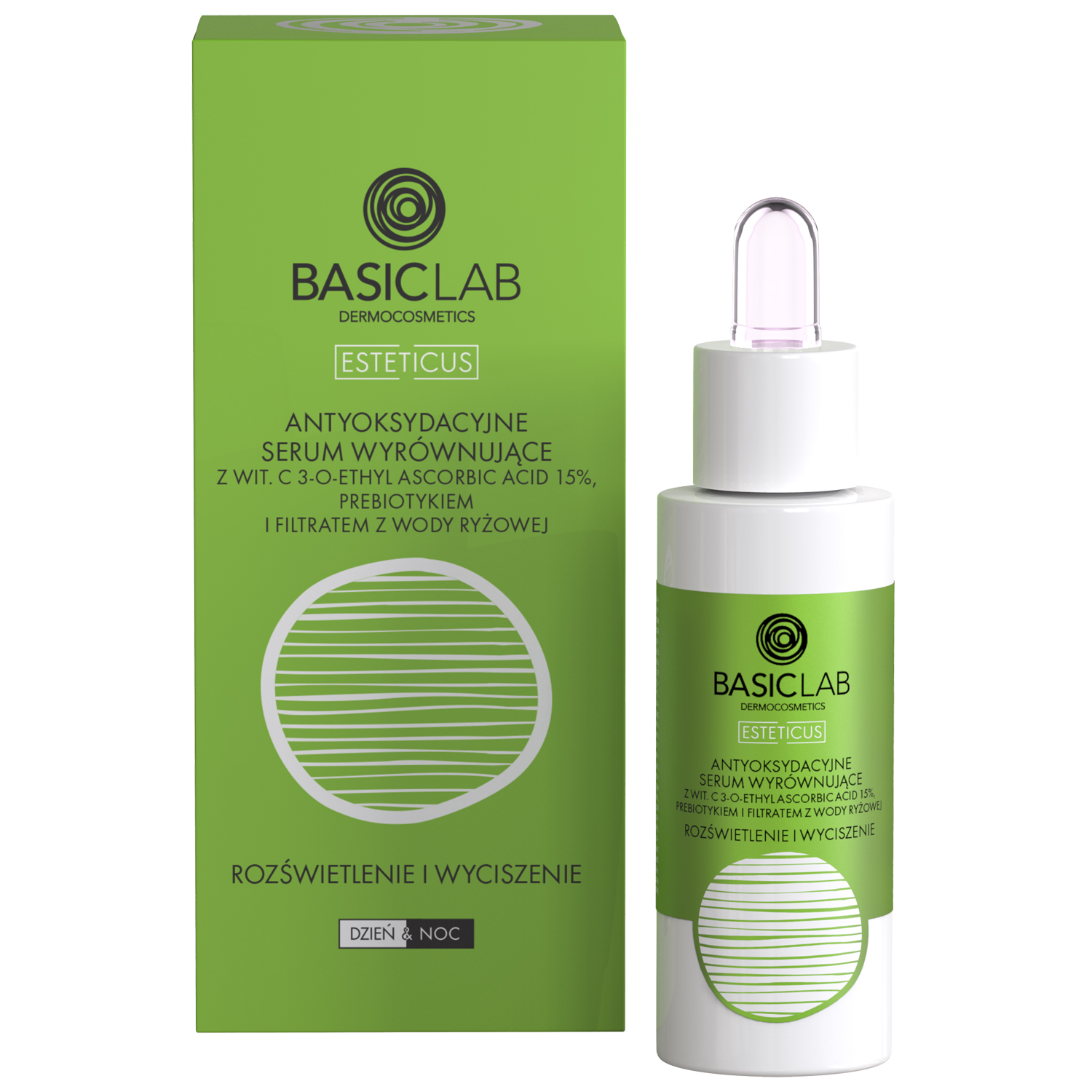 Basiclab BasicLab Esteticus, antyoksydacyjne serum wyrównujące z witaminą C 15%, rozświetlenie i wyciszenie, 30 ml