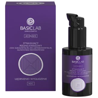 BasicLab Acidumis, stymulujący peeling kwasowy na noc, ujędrnienie i wygładzenie, 30 ml - zdjęcie produktu