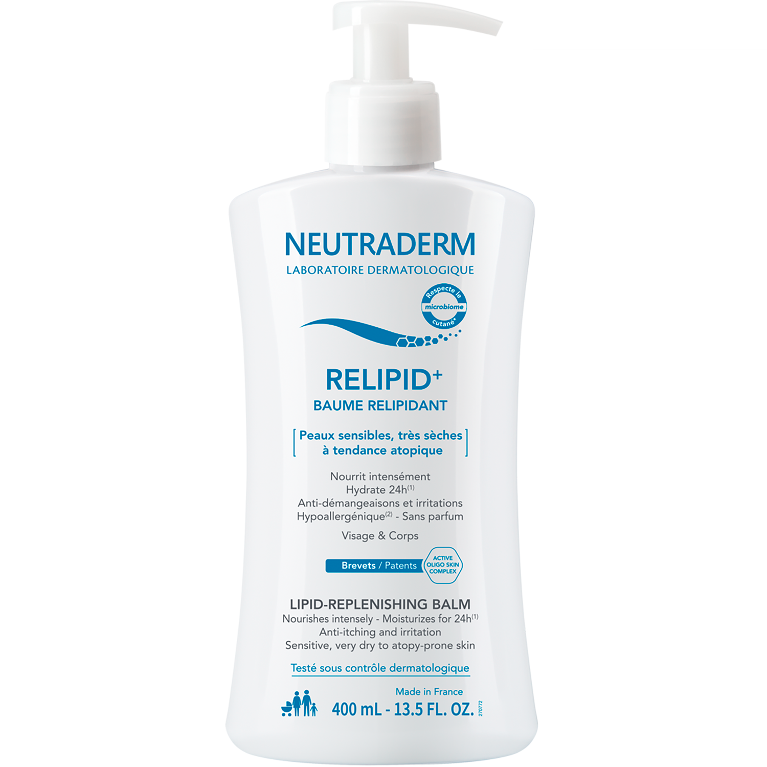 Neutraderm Neutraderm Relipid+, balsam odbudowujący lipidy do twarzy i ciała, skóra wrażliwa, bardzo sucha i atopowa, 400 ml