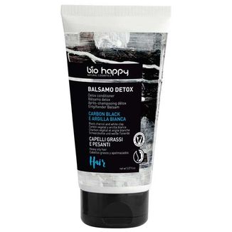 Bio Happy Hair, detoksykujaca odżywka do włosów, węgiel drzewny i biała glinka, 150 ml - zdjęcie produktu