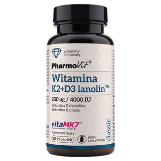 PharmoVit Witamina K2 + D3 lanolin, 60 kapsułek - zdjęcie produktu