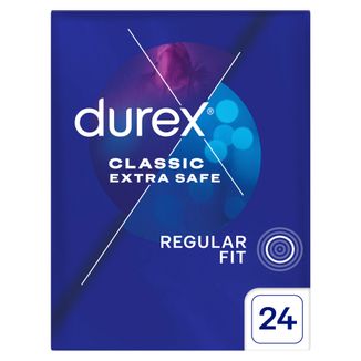 Durex Classic Extra Safe, prezerwatywy z większą ilością lubrykantu, wzmocnione, 24 sztuki - zdjęcie produktu