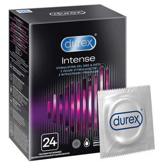 Durex Intense, prezerwatywy z żelem stymulującym, prążkowane z wypustkami, 24 sztuki - zdjęcie produktu