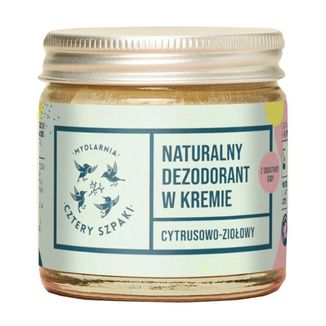 Cztery Szpaki, naturalny dezodorant w kremie z ziemią okrzemkową, cytrusowo-ziołowy, 60 ml - zdjęcie produktu