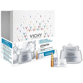 Zestaw Vichy Liftactiv Supreme, krem na dzień, 50 ml + krem na noc, 15 ml + serum przeciwzmarszczkowe, 10 ml + Peptide-C, kuracja anti-ageing, 1,8 ml w prezencie - zdjęcie produktu