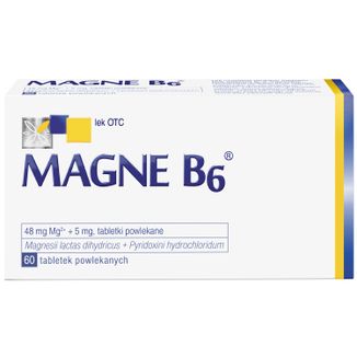 Magne B6 48 mg + 5 mg, 60 tabletek powlekanych - zdjęcie produktu