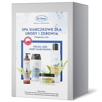 Zestaw Dr Duda SPA Siarczkowe dla Urody i Zdrowia, żel do kąpieli i pod prysznic, 500 g + maska do ciała, 200 g + emulsjożel chłodzący do ciała, 200 g + peeling do ciała, 250 g - zdjęcie produktu