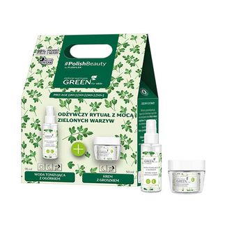 Zestaw Floslek Green for skin Zielone warzywa, odżywczy krem do twarzy na noc, z groszkiem, 50 ml + woda tonizująca z ogórkiem, 95 ml - zdjęcie produktu
