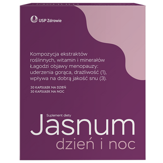 Jasnum Dzień i Noc, 30 kapsułek na dzień + 30 kapsułek na noc USZKODZONE OPAKOWANIE - zdjęcie produktu