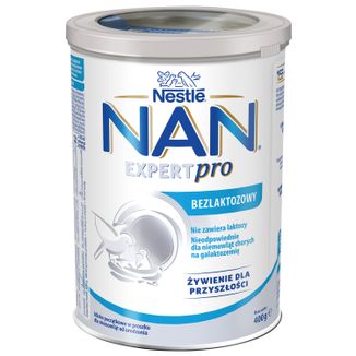 Nestle NAN Expertpro Bezlaktozowy, mleko początkowe dla niemowląt od urodzenia, 400 g USZKODZONE OPAKOWANIE Nestle NAN Expertpro Bezlaktozowy, mleko początkowe dla niemowląt od urodzenia, 400 g USZKODZONE OPAKOWANIE - zdjęcie produktu