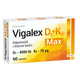 Vigalex D3 + K2 Max, witamina D 4000 IU + witamina K 75 µg, 60 tabletek - miniaturka zdjęcia produktu