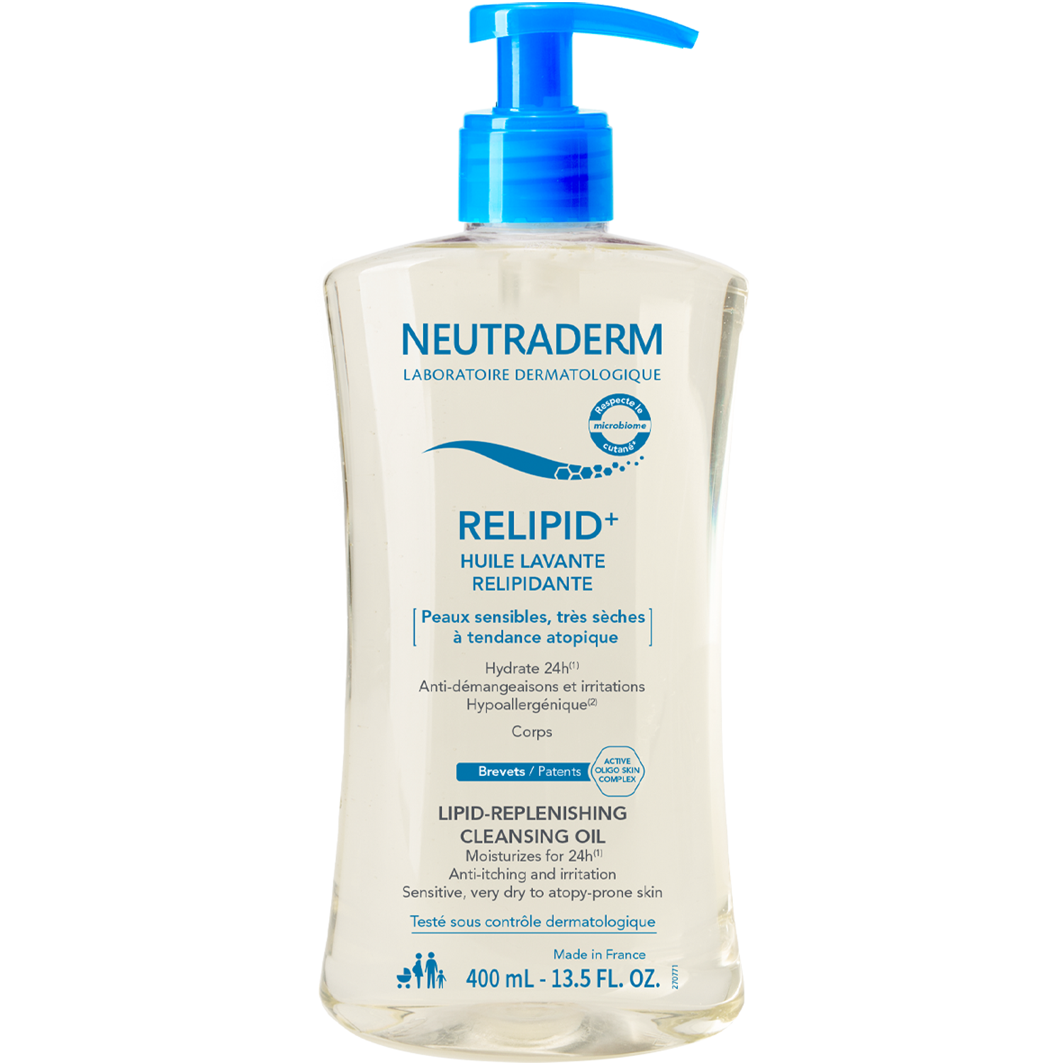 Neutraderm Neutraderm Relipid+, olejek do mycia ciała odbudowujący lipidy, skóra wrażliwa, bardzo sucha i atopowa, 400 ml