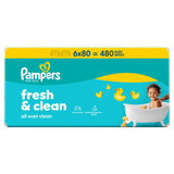 Pampers Fresh Clean, chusteczki nawilżane, 6 x 80 sztuk - miniaturka zdjęcia produktu