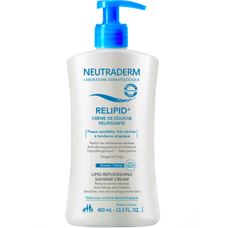 Neutraderm Relipid+, krem do mycia odbudowujący lipidy do twarzy i ciała, skóra wrażliwa, bardzo sucha i atopowa, 400 ml KRÓTKA DATA - zdjęcie produktu