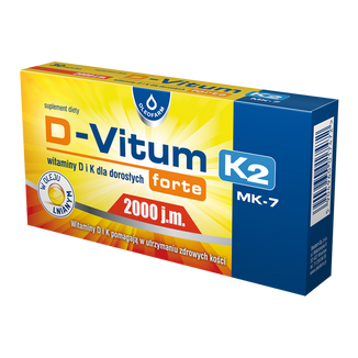 D-Vitum Forte 2000 j.m. K2 MK-7, witaminy D i K dla dorosłych, 30 kapsułek - zdjęcie produktu