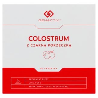 Genactiv Colostrum z Czarną Porzeczką, proszek, 3 g x 30 saszetek USZKODZONE OPAKOWANIE - zdjęcie produktu