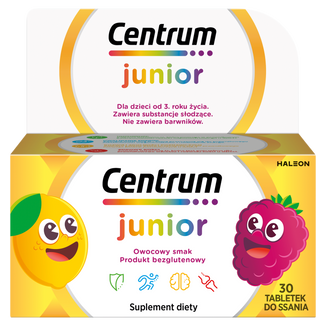 Centrum Junior dla dzieci od 3 lat, smak cytrynowo-malinowy, 30 tabletek do ssania USZKODZONE OPAKOWANIE - zdjęcie produktu