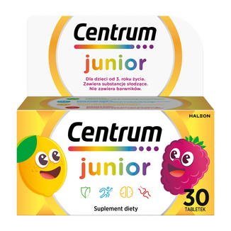 Centrum Junior dla dzieci od 3 lat, smak cytrynowo-malinowy, 30 tabletek do ssania - zdjęcie produktu